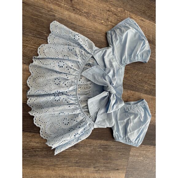 Alter'd State Light Blue Eyelet Puff Sleeve Top - Picture 2 of 5